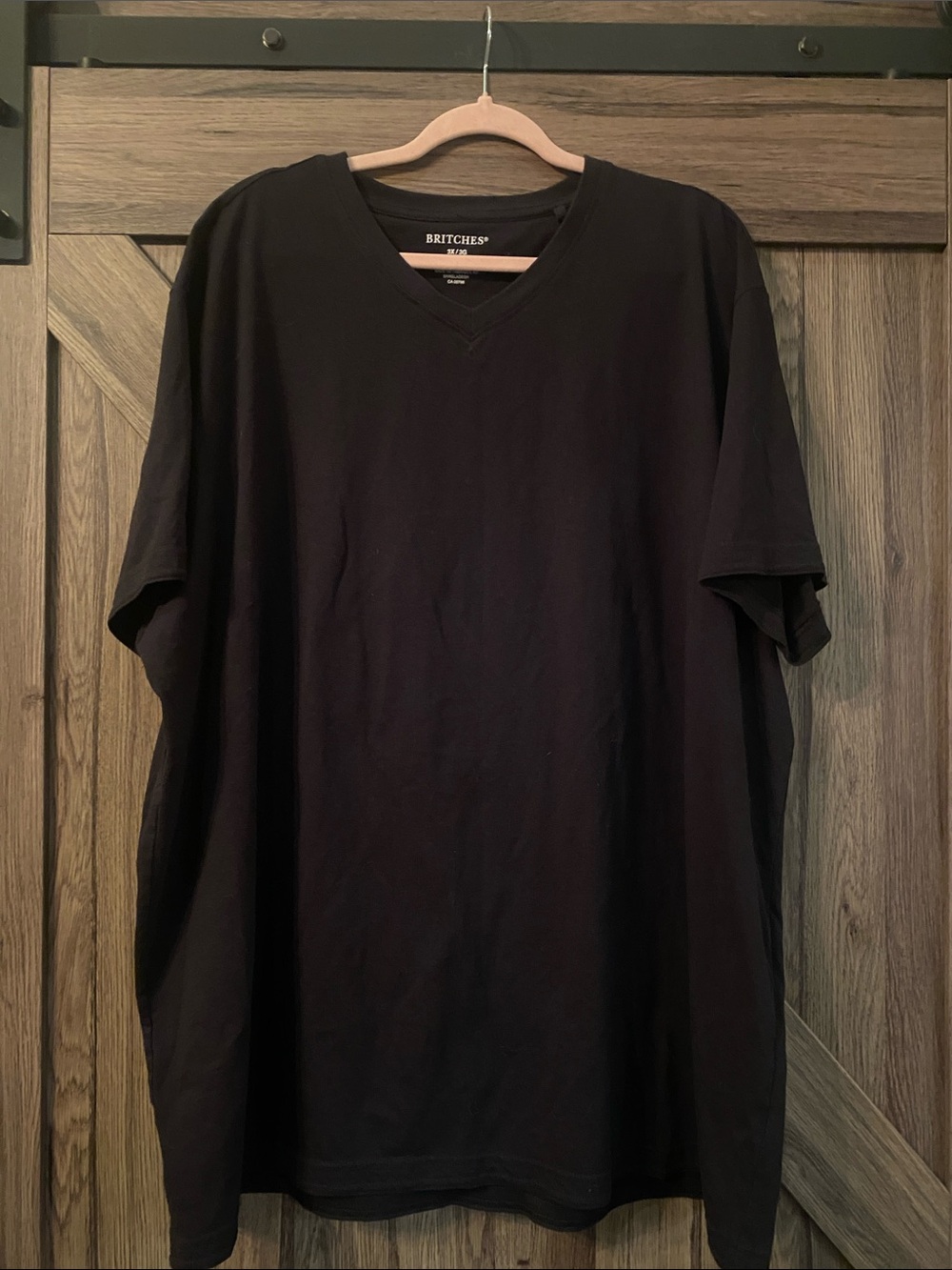 Britches Basic Black V-Neck T-Shirt Size 3X Cotton